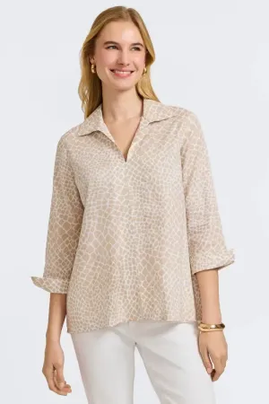 Foxcroft Agnes Giraffe Print Shirt in Flax