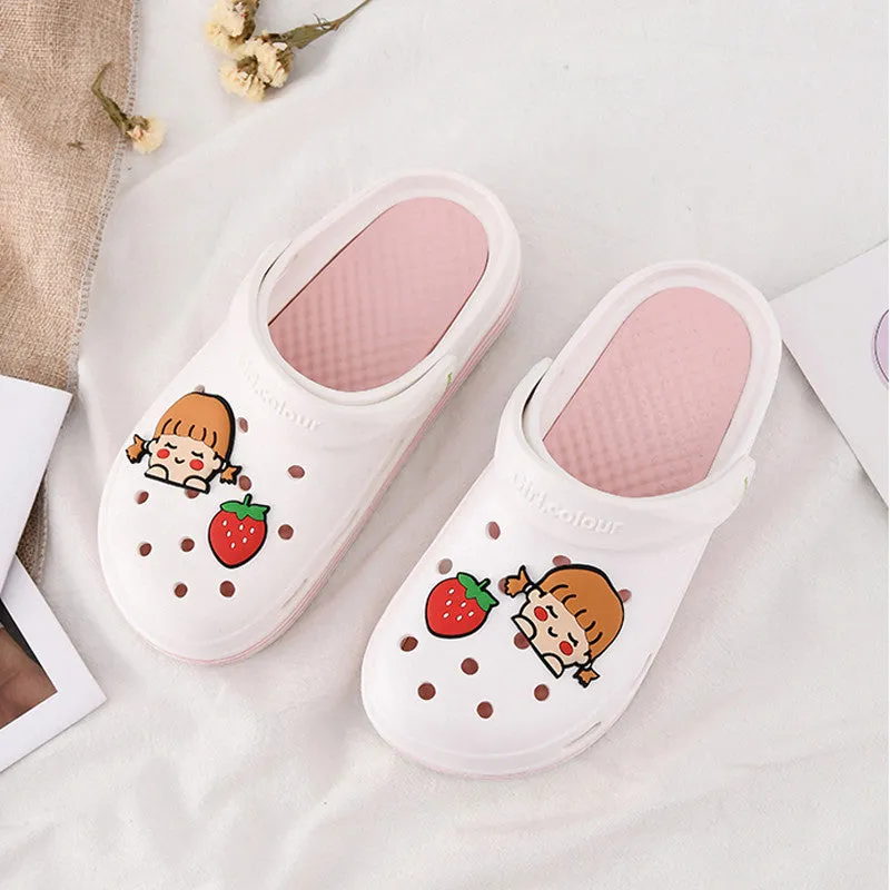 Fruit Girl Platform Hole Shoes Sandals Slippers UB3256
