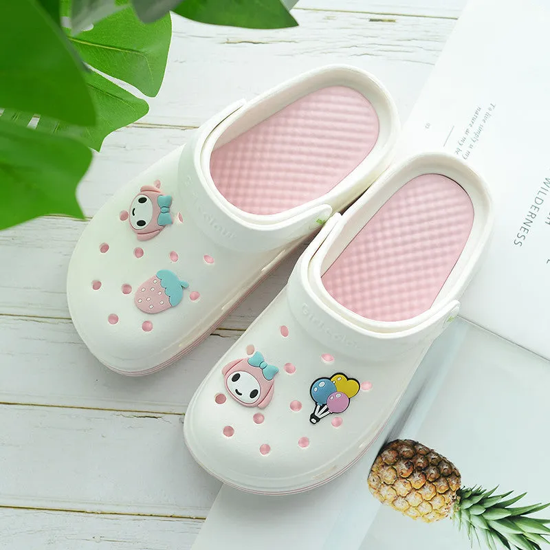 Fruit Girl Platform Hole Shoes Sandals Slippers UB3256