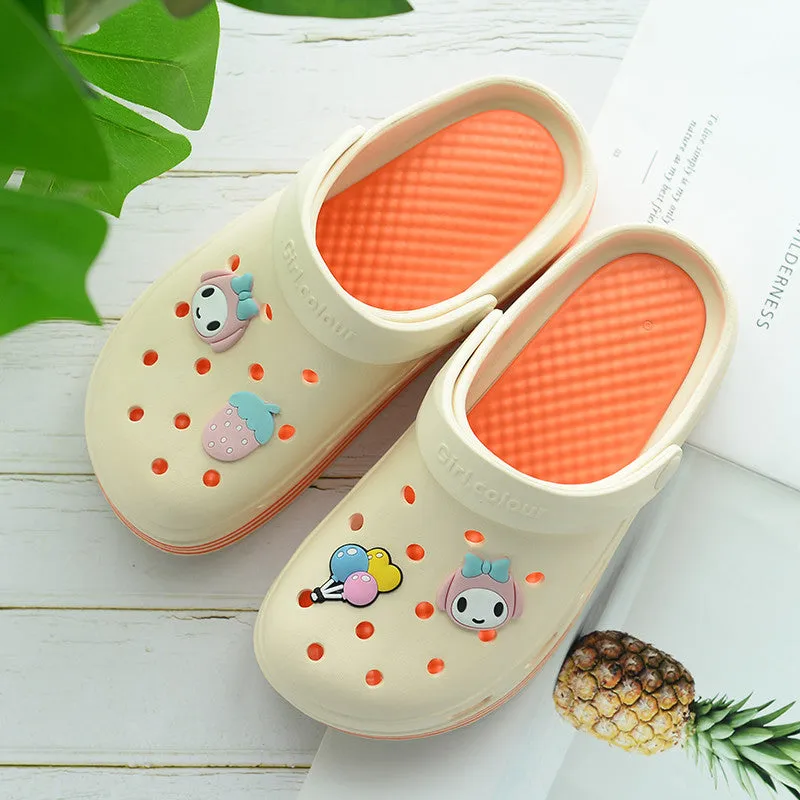 Fruit Girl Platform Hole Shoes Sandals Slippers UB3256