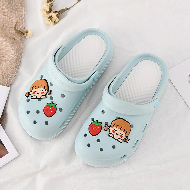 Fruit Girl Platform Hole Shoes Sandals Slippers UB3256