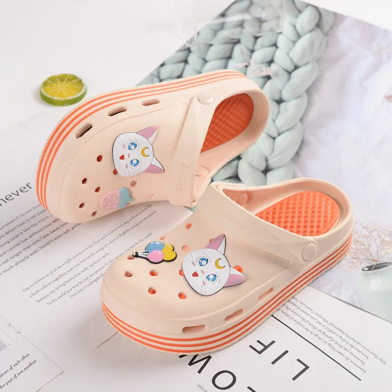 Fruit Girl Platform Hole Shoes Sandals Slippers UB3256