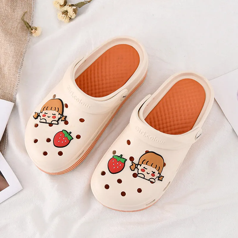 Fruit Girl Platform Hole Shoes Sandals Slippers UB3256