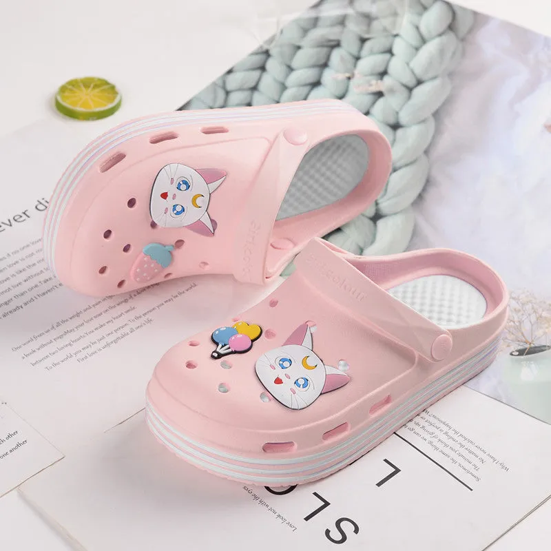 Fruit Girl Platform Hole Shoes Sandals Slippers UB3256