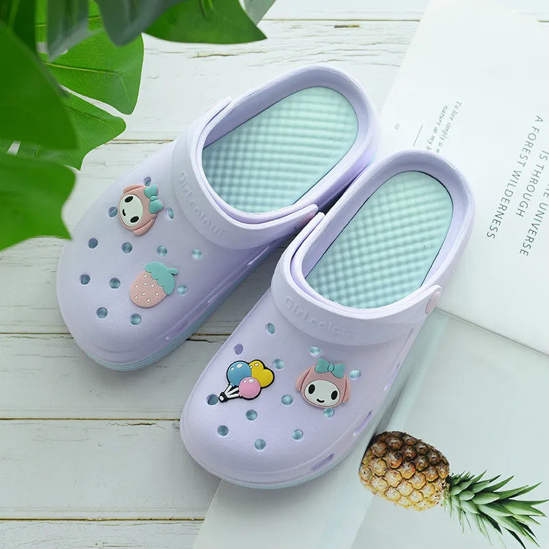 Fruit Girl Platform Hole Shoes Sandals Slippers UB3256