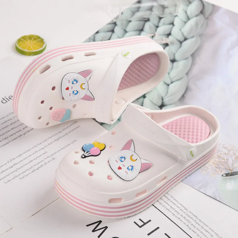 Fruit Girl Platform Hole Shoes Sandals Slippers UB3256