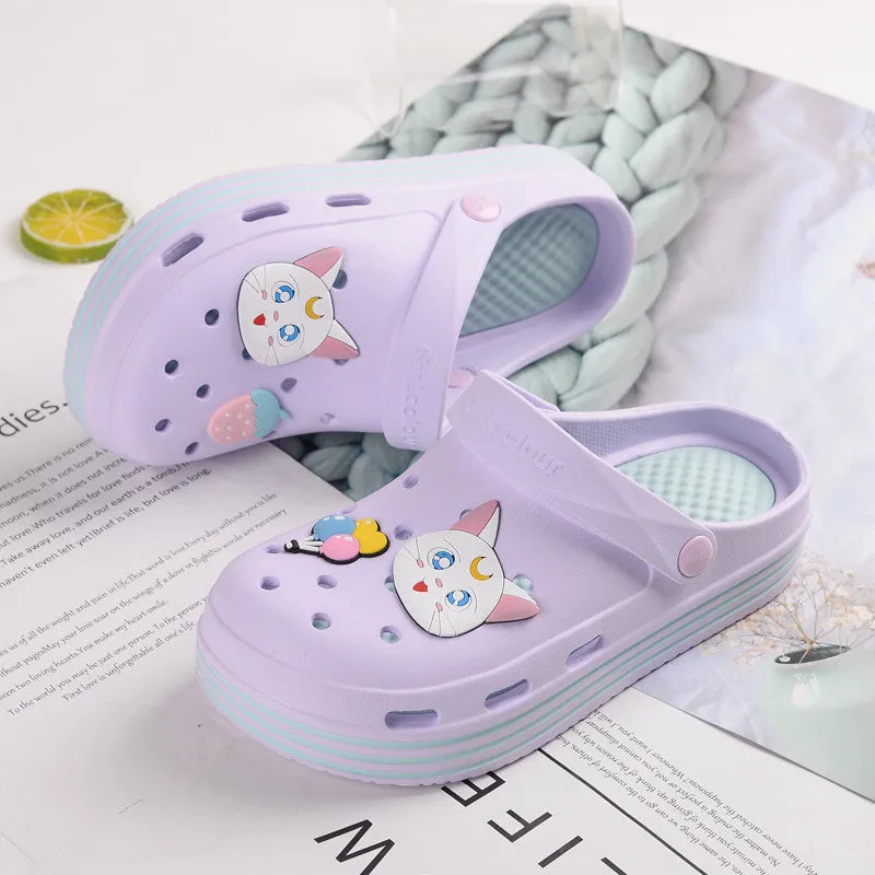 Fruit Girl Platform Hole Shoes Sandals Slippers UB3256