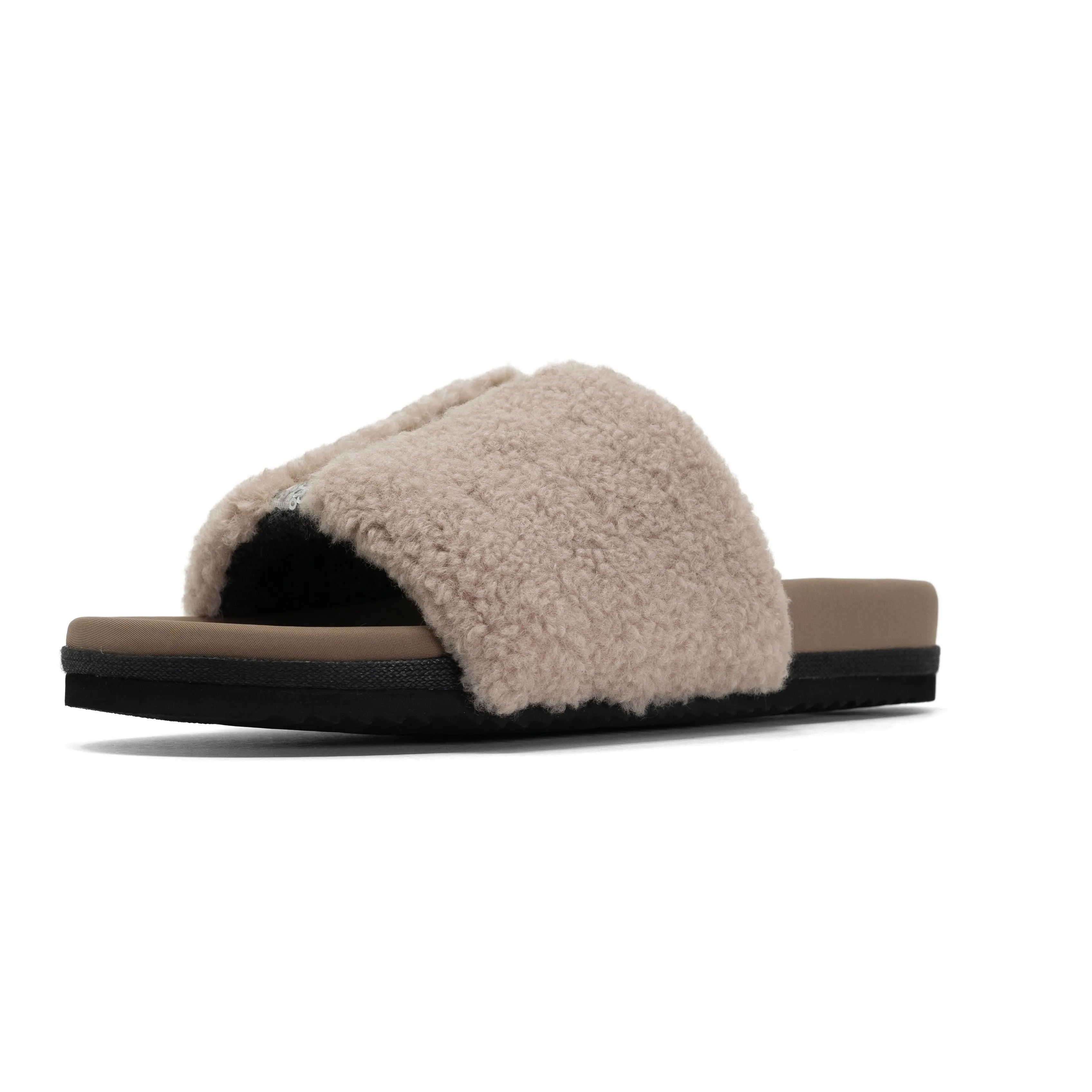 FUZZY PAILLETTE SLIDER CEMENT FAUX SHEARLING