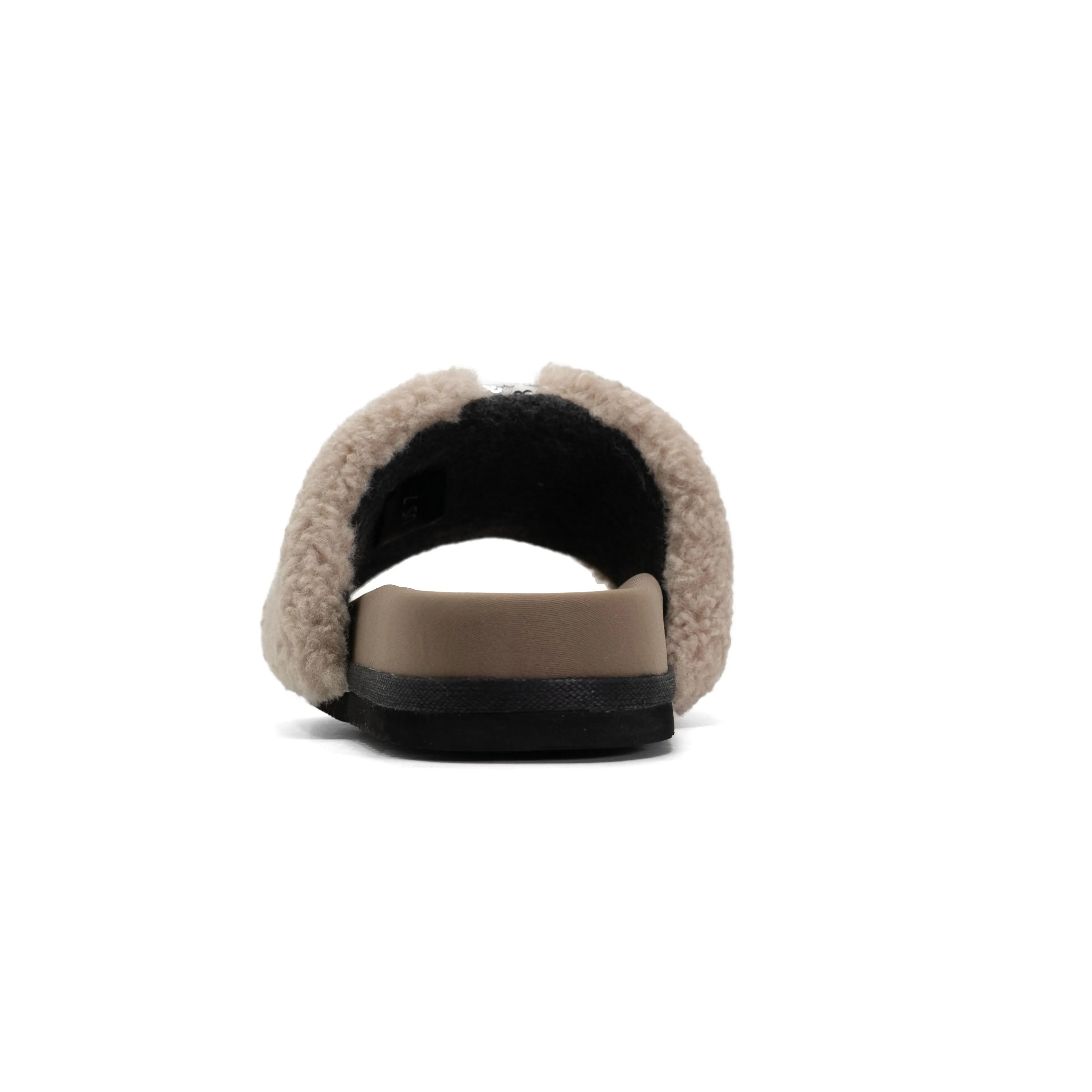 FUZZY PAILLETTE SLIDER CEMENT FAUX SHEARLING