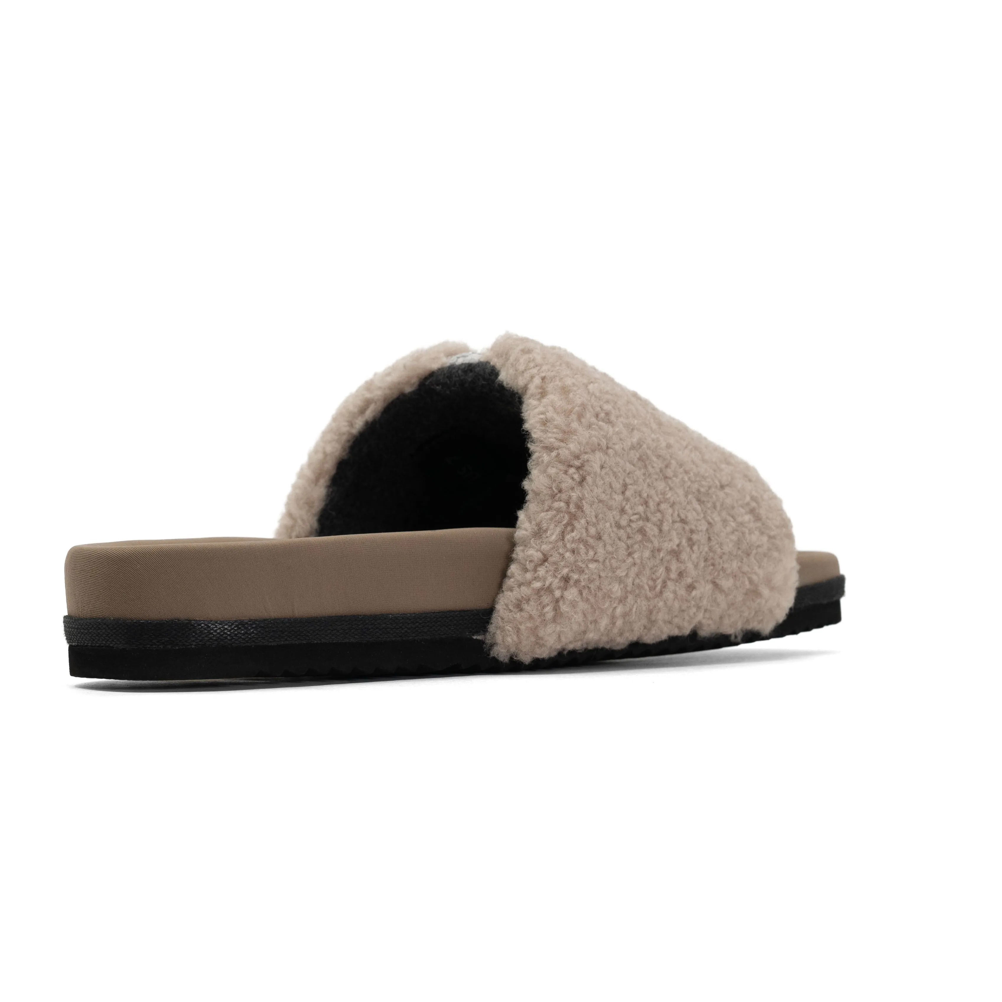 FUZZY PAILLETTE SLIDER CEMENT FAUX SHEARLING