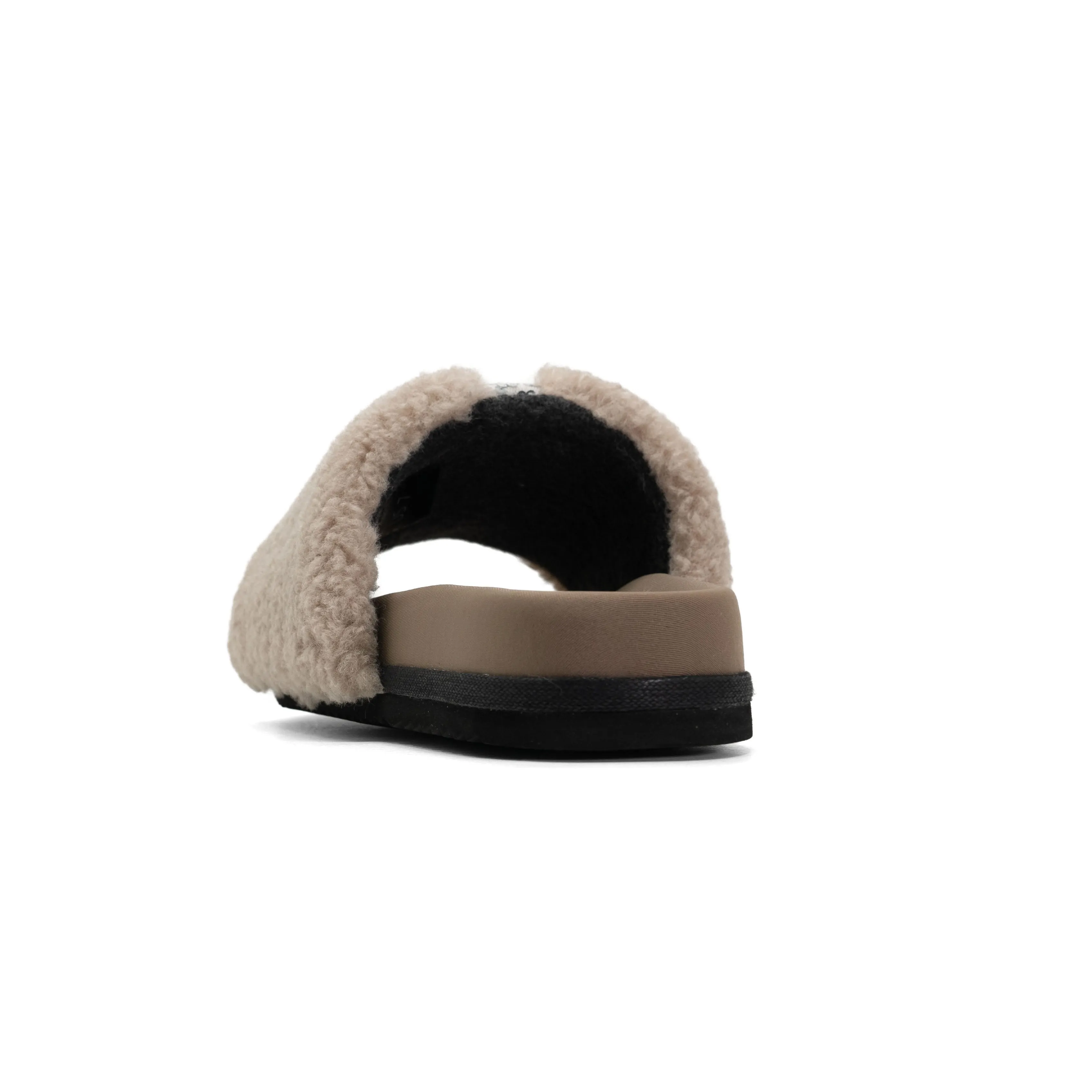 FUZZY PAILLETTE SLIDER CEMENT FAUX SHEARLING