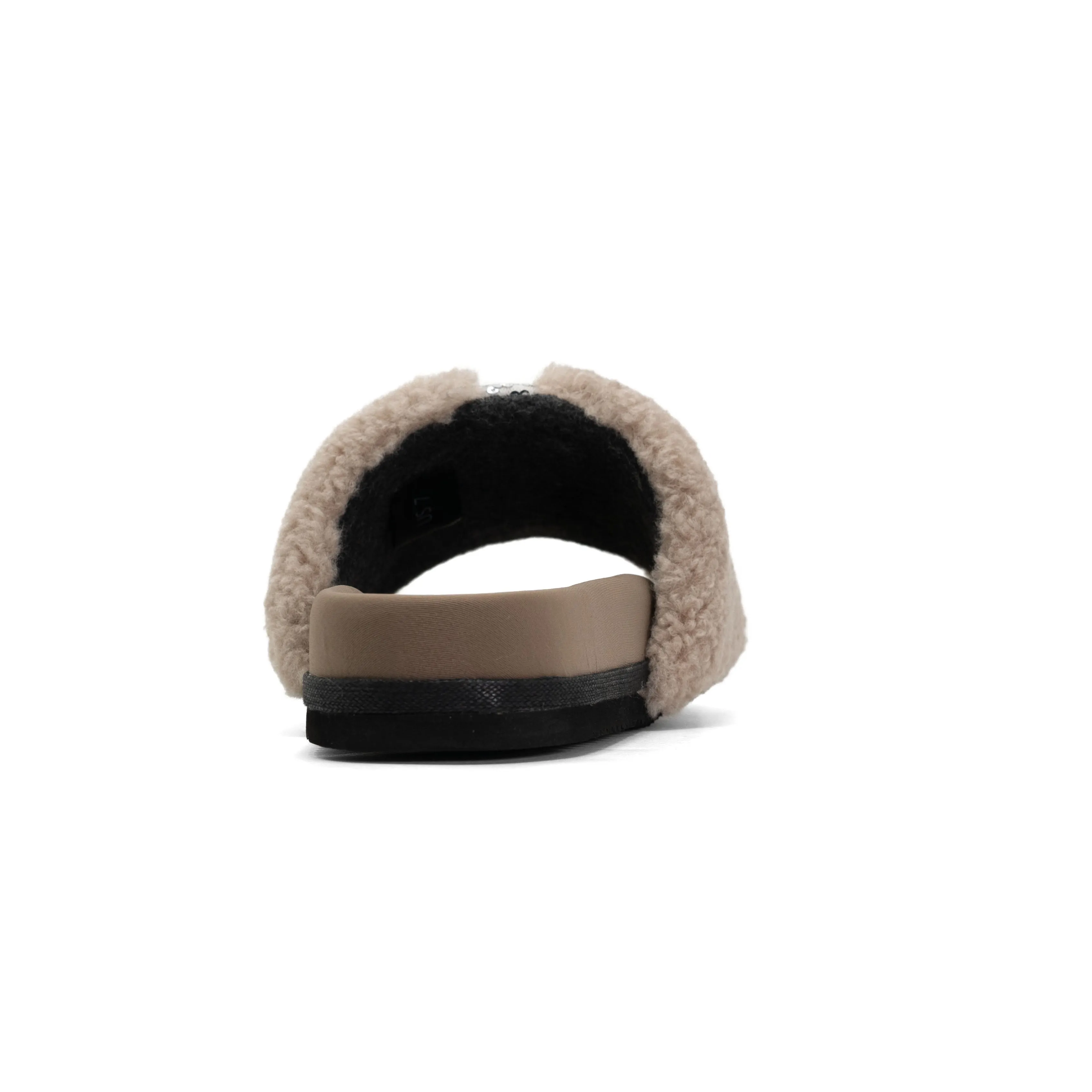 FUZZY PAILLETTE SLIDER CEMENT FAUX SHEARLING
