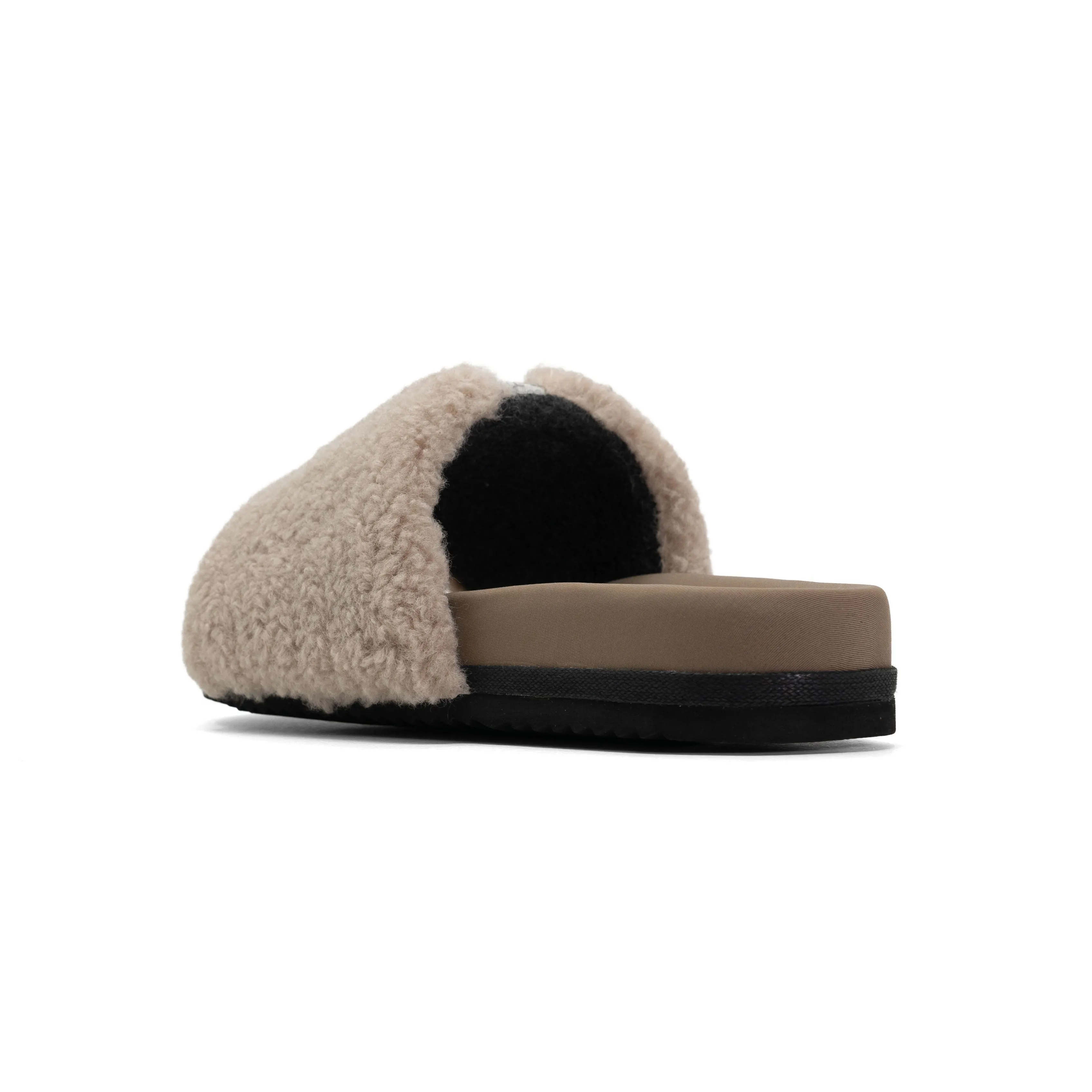 FUZZY PAILLETTE SLIDER CEMENT FAUX SHEARLING