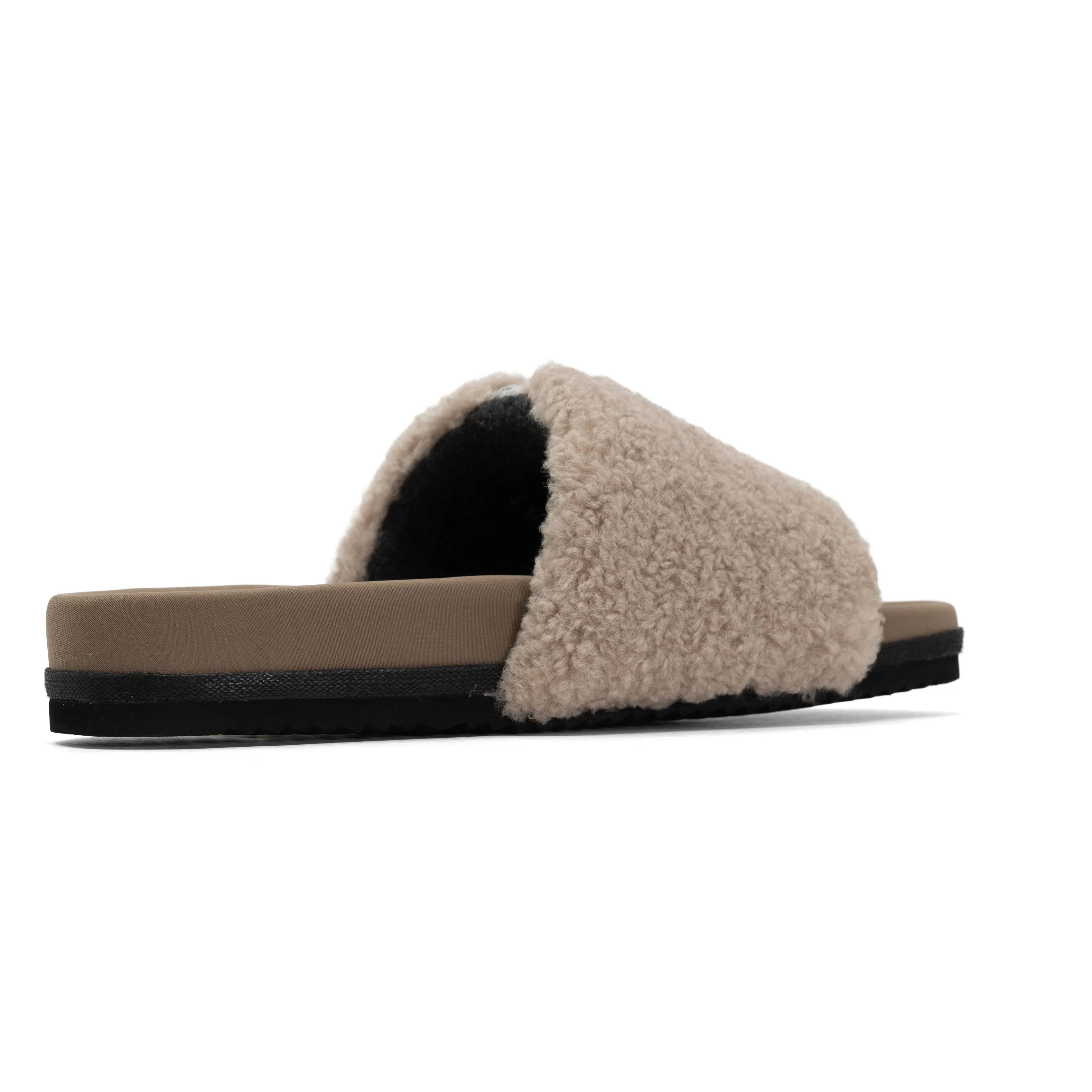 FUZZY PAILLETTE SLIDER CEMENT FAUX SHEARLING