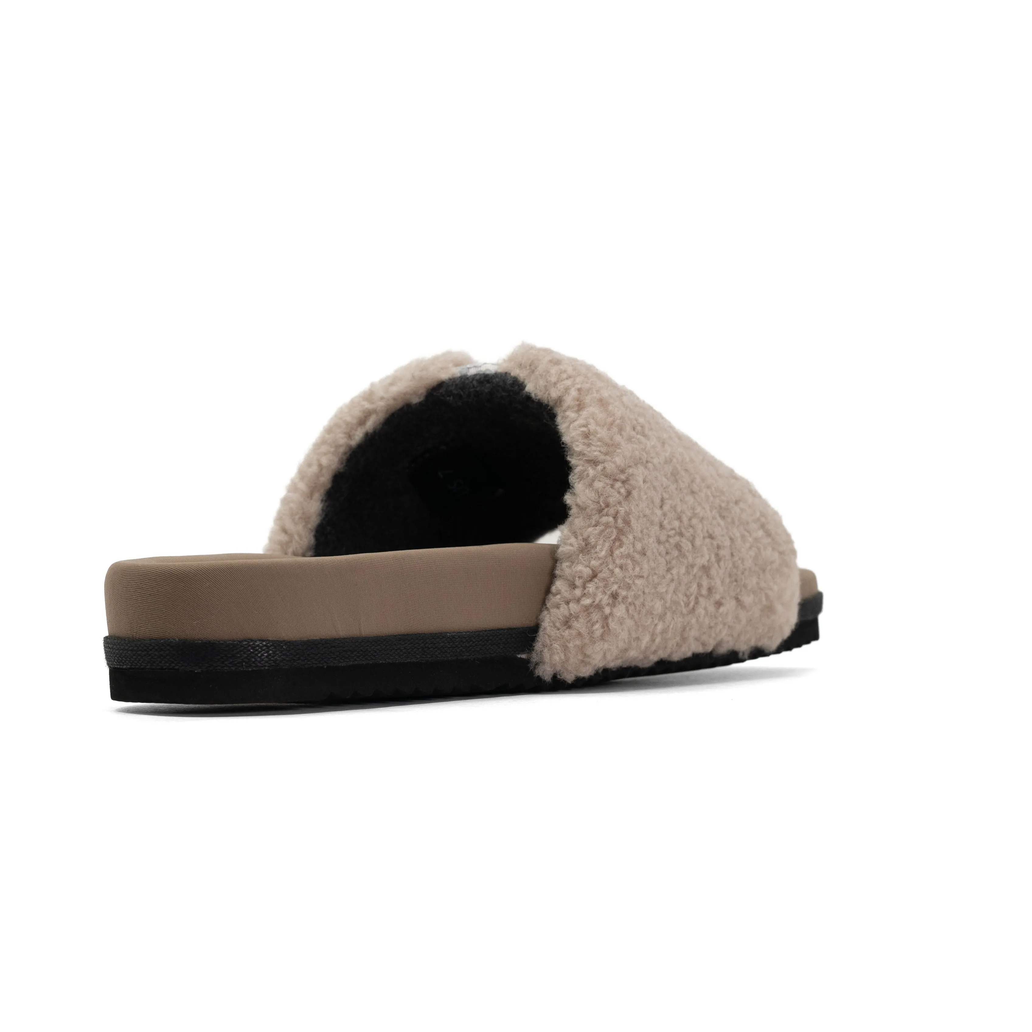 FUZZY PAILLETTE SLIDER CEMENT FAUX SHEARLING