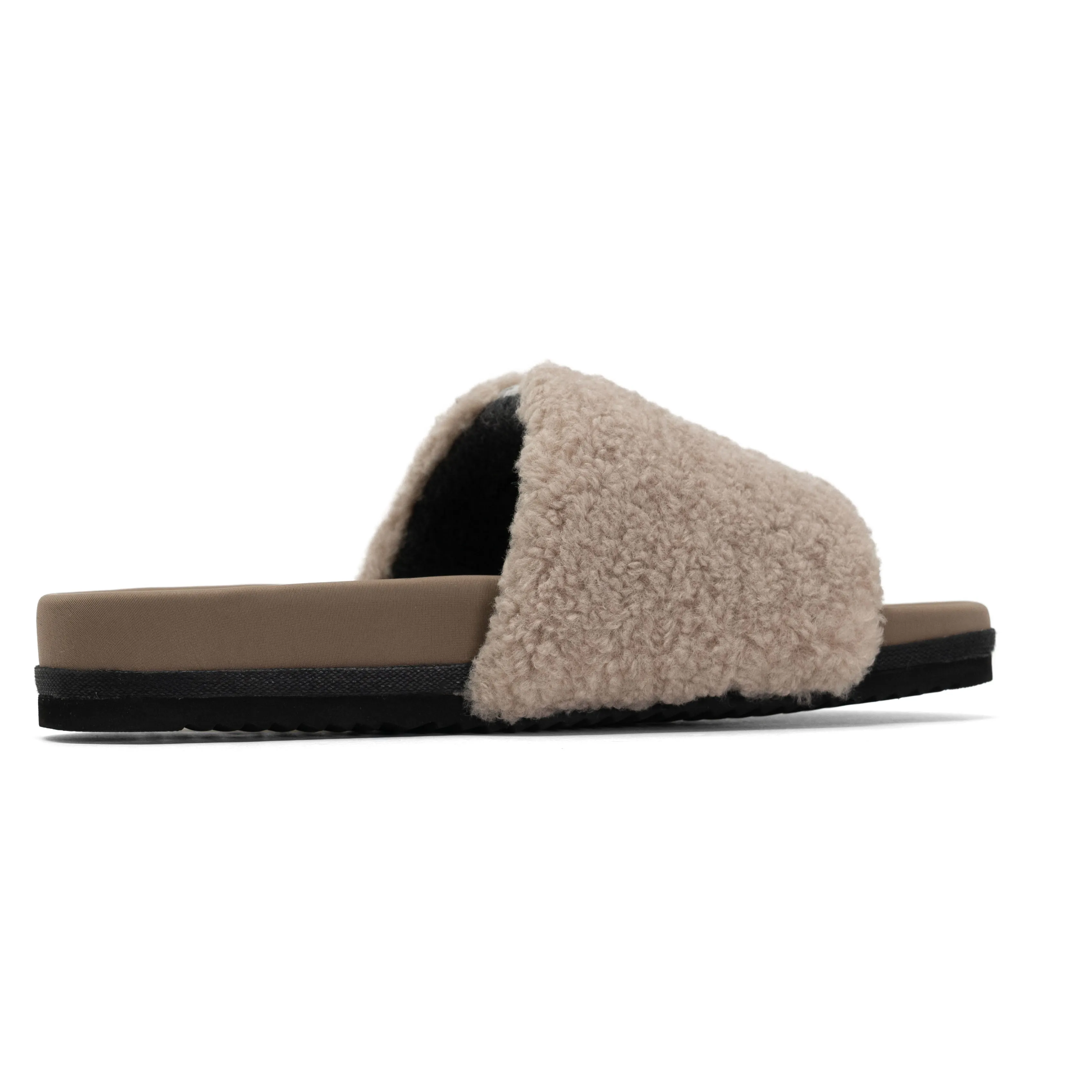 FUZZY PAILLETTE SLIDER CEMENT FAUX SHEARLING