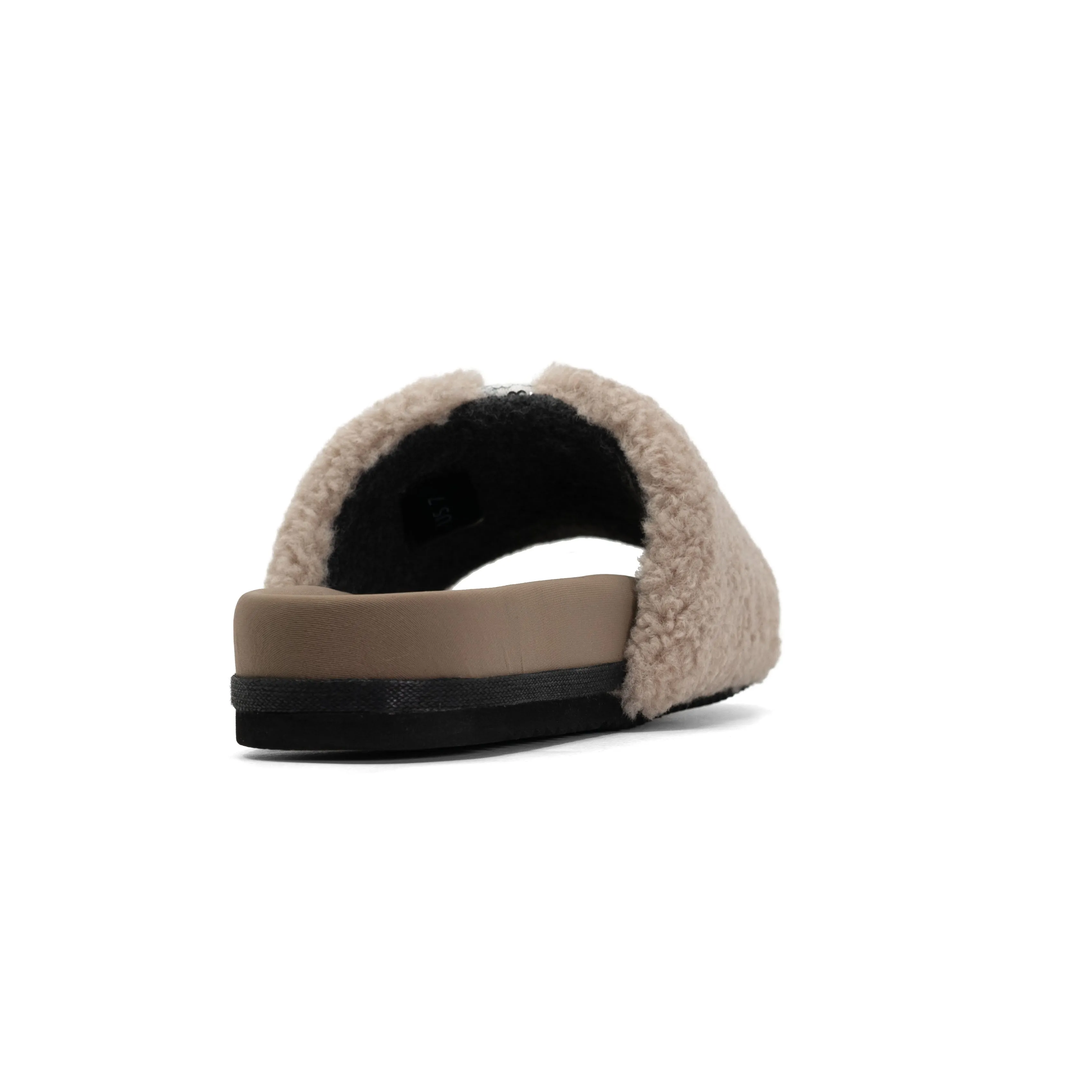 FUZZY PAILLETTE SLIDER CEMENT FAUX SHEARLING