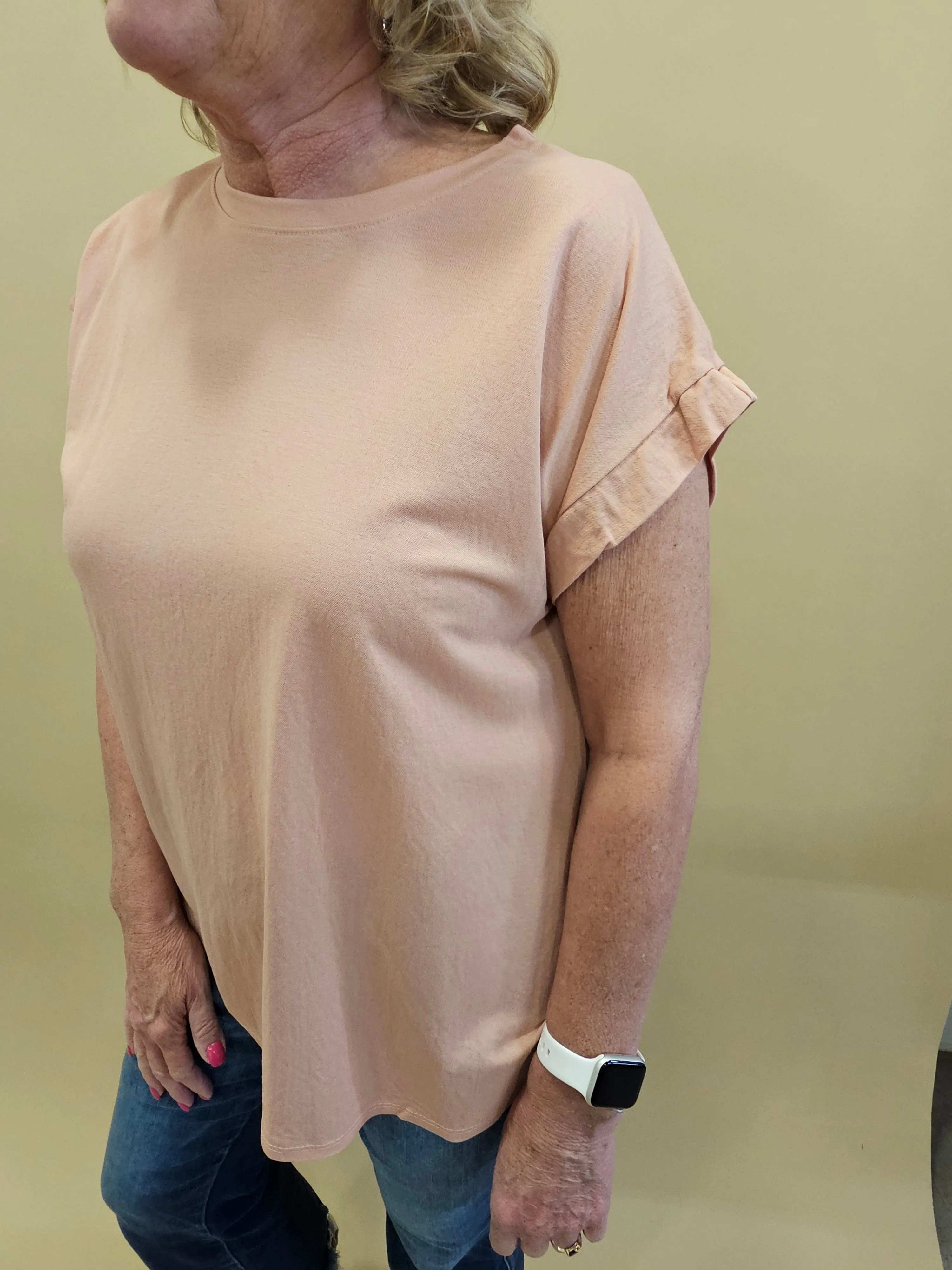 GABI ROUND NECK SHORT SLEEVE TOP AVAILABLE IN 3 COLOR OPTIONS
