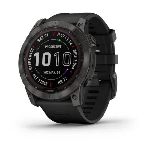 Garmin - Fenix 7X Sapphire Solar Carbon Gray Titanium with Black Band (51mm)