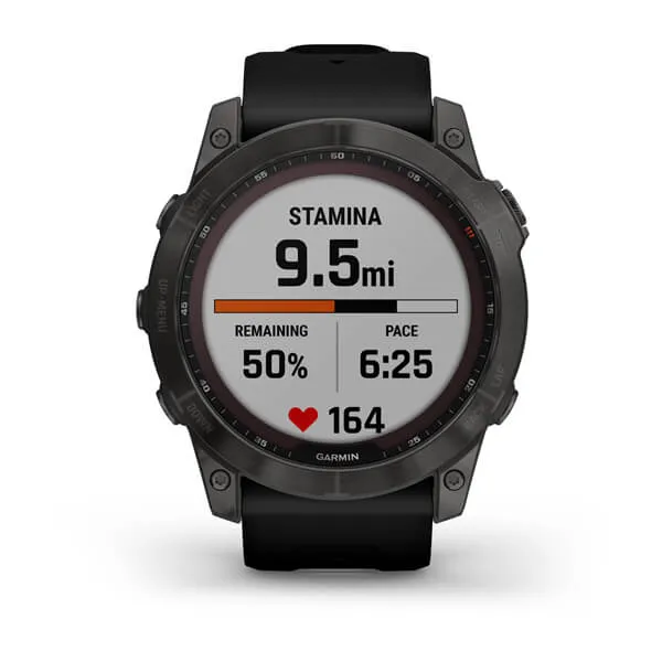 Garmin - Fenix 7X Sapphire Solar Carbon Gray Titanium with Black Band (51mm)