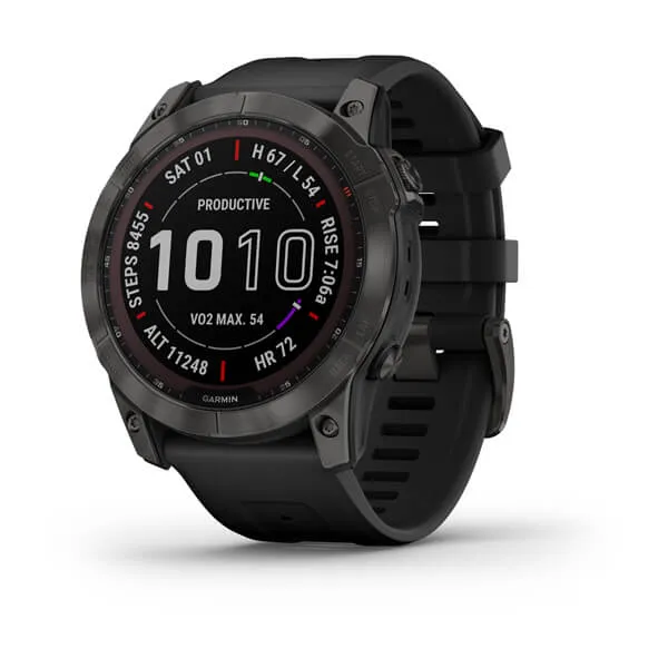 Garmin - Fenix 7X Sapphire Solar Carbon Gray Titanium with Black Band (51mm)