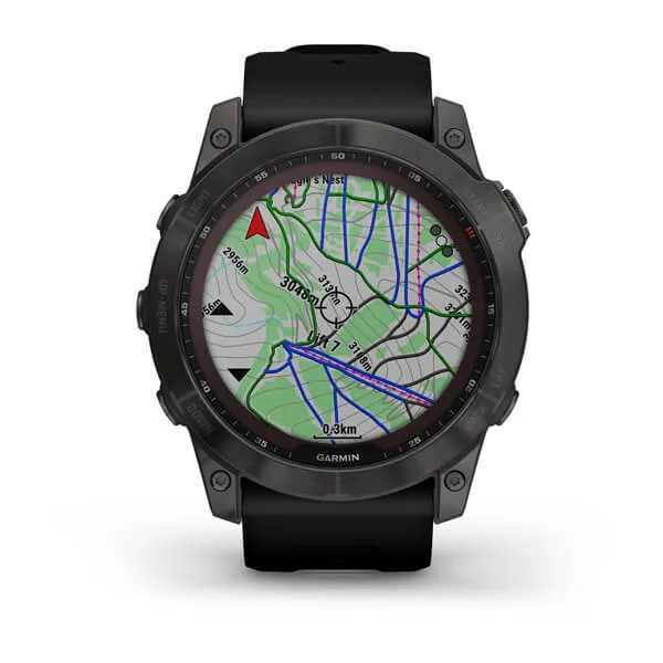 Garmin - Fenix 7X Sapphire Solar Carbon Gray Titanium with Black Band (51mm)