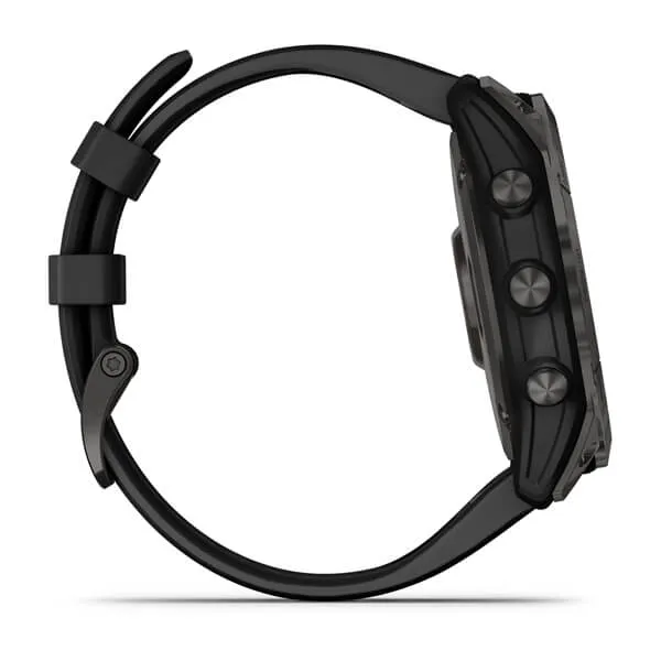 Garmin - Fenix 7X Sapphire Solar Carbon Gray Titanium with Black Band (51mm)