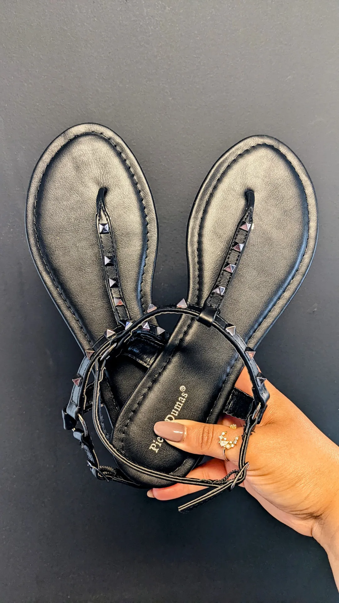 Give Me A Break Studded Black Sandals