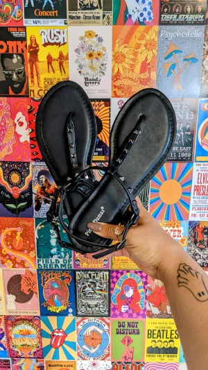 Give Me A Break Studded Black Sandals