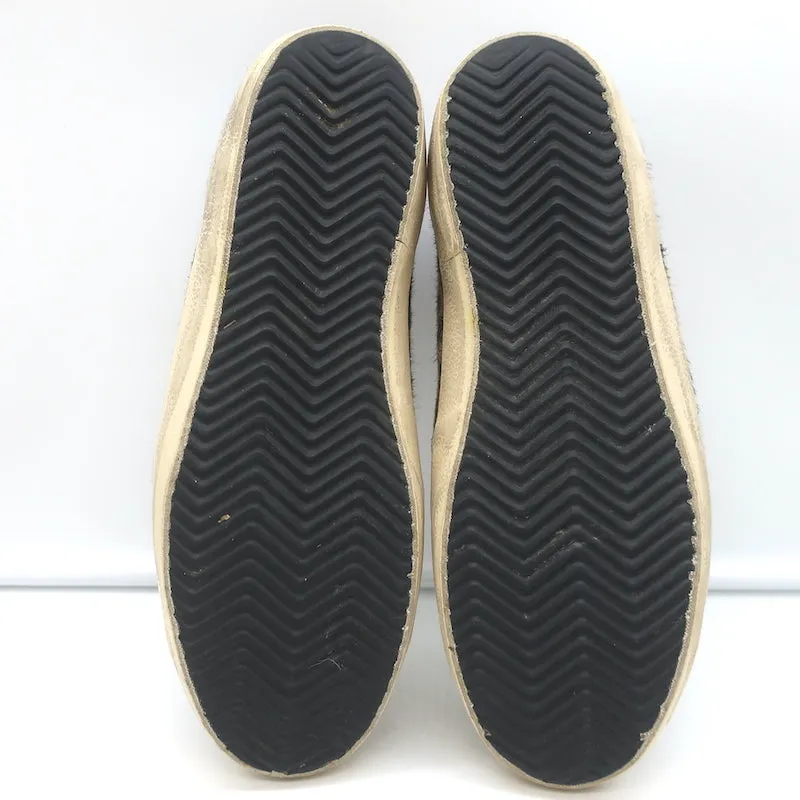 Golden Goose Superstar Low Top Sneakers Leopard Print Calf Hair Size 38