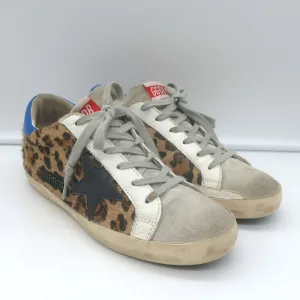 Golden Goose Superstar Low Top Sneakers Leopard Print Calf Hair Size 38