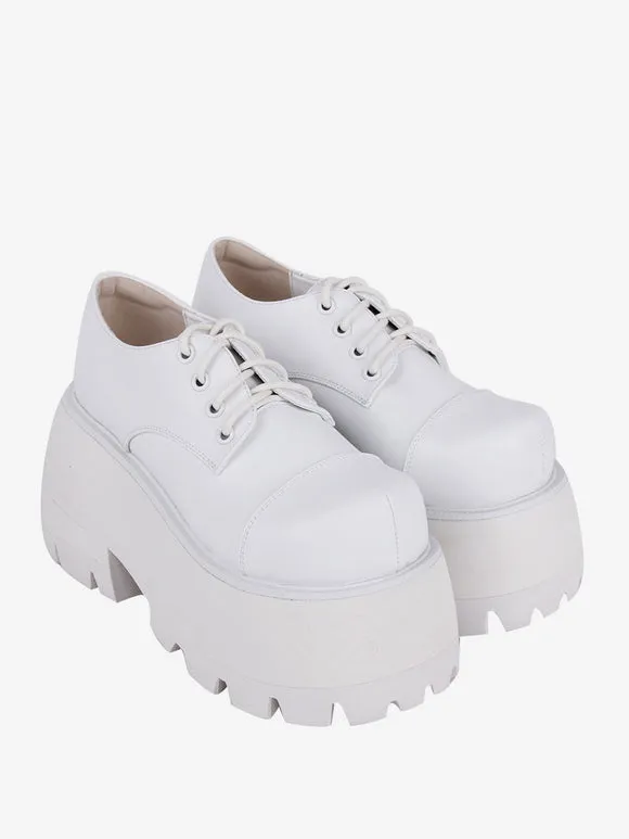 Gothic Lolita Footwear White Round Toe PU Leather Lolita Pumps