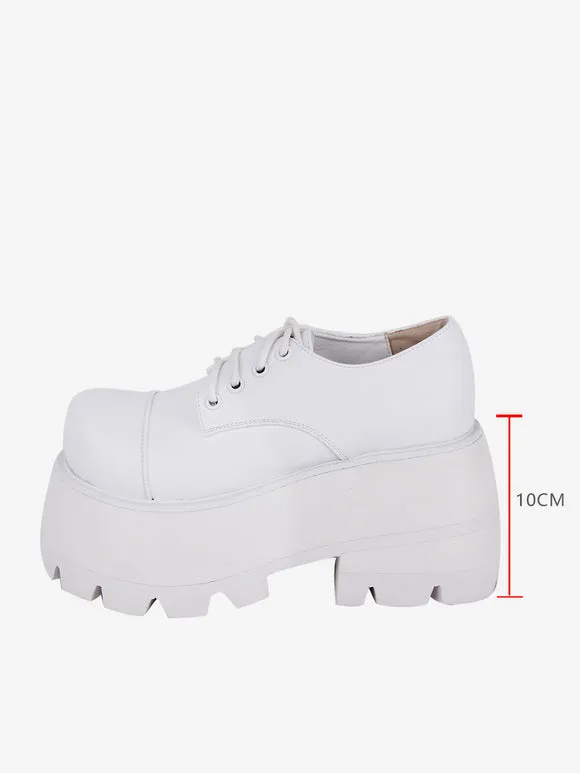 Gothic Lolita Footwear White Round Toe PU Leather Lolita Pumps