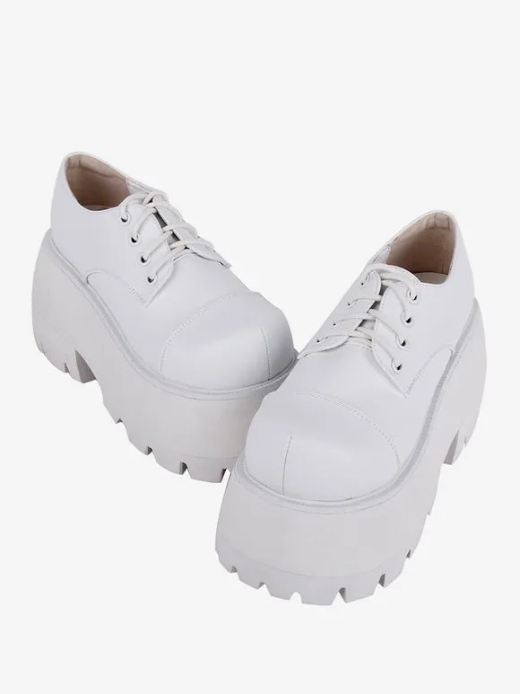 Gothic Lolita Footwear White Round Toe PU Leather Lolita Pumps