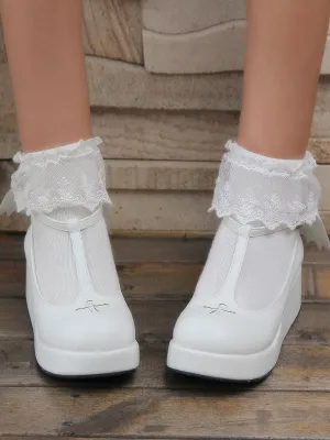 Gothic Lolita Shoes Black Platform Crux T-Strap Lolita Shoes With Evil Wing