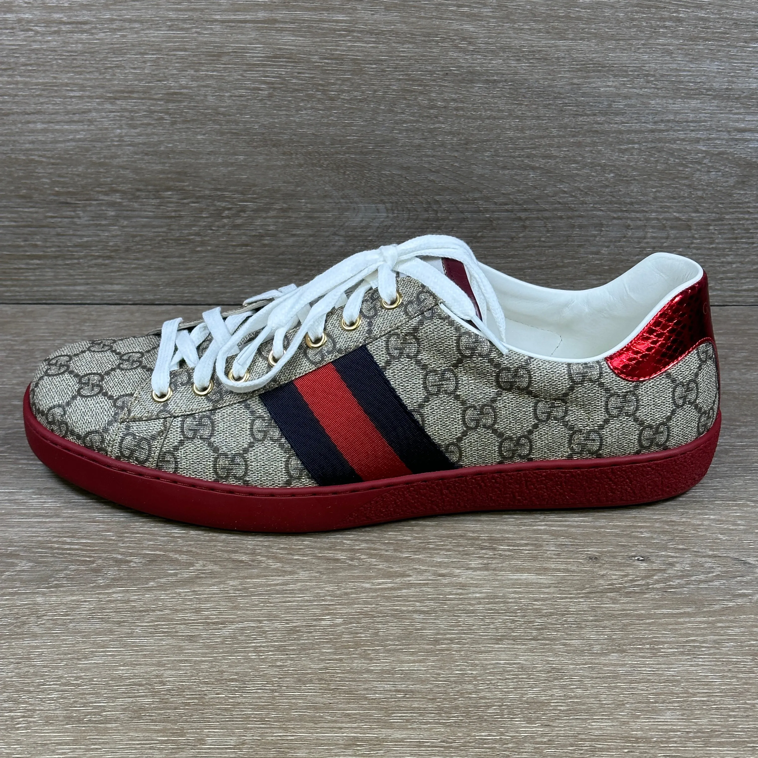 Gucci Ace GG  Supreme Canvas - Red - Size 11