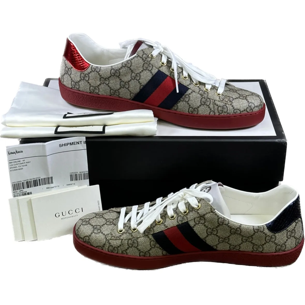 Gucci Ace GG  Supreme Canvas - Red - Size 11
