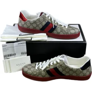 Gucci Ace GG  Supreme Canvas - Red - Size 11