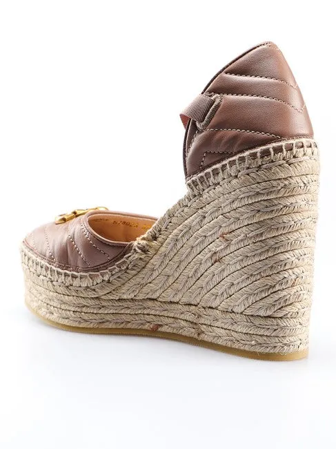 Gucci Ankle Tie Wedge Platform Espadrille Sandals