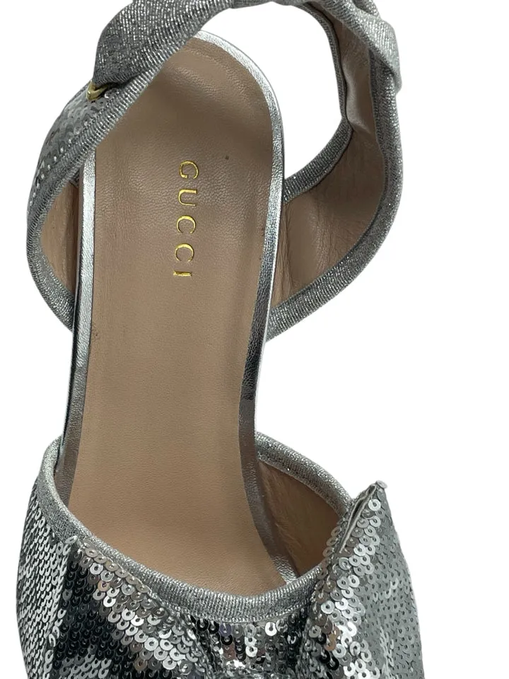 Gucci GG Sequin Wedge Espadrilles Women's 38.5 = US 8.5