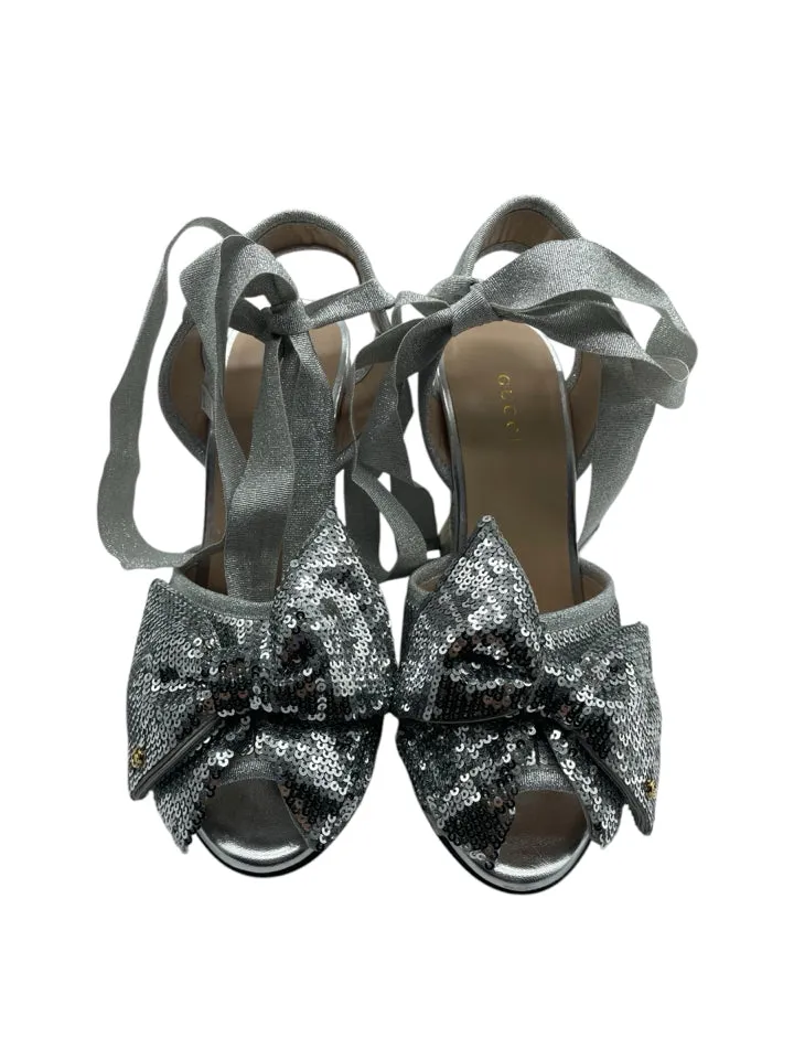 Gucci GG Sequin Wedge Espadrilles Women's 38.5 = US 8.5