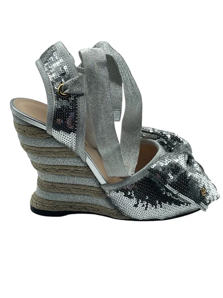 Gucci GG Sequin Wedge Espadrilles Women's 38.5 = US 8.5