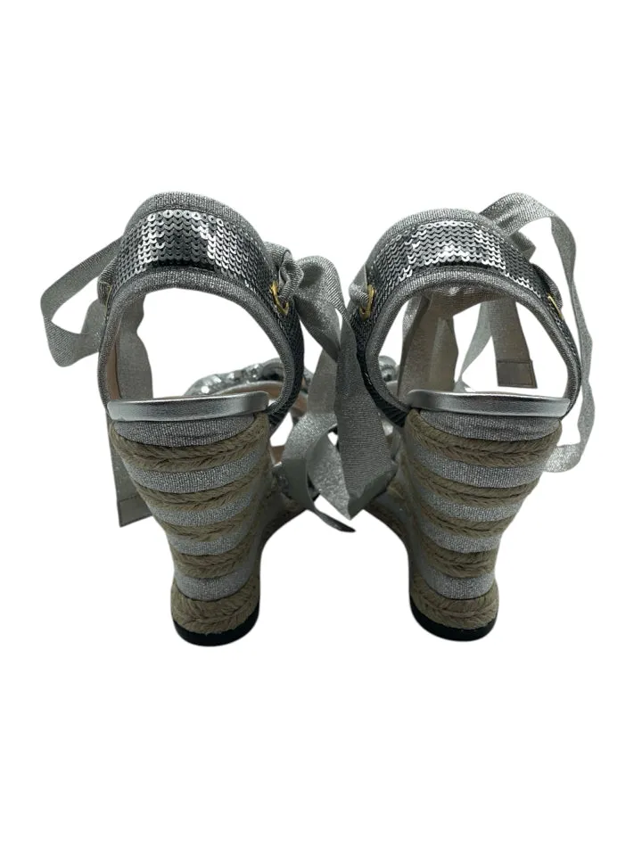 Gucci GG Sequin Wedge Espadrilles Women's 38.5 = US 8.5