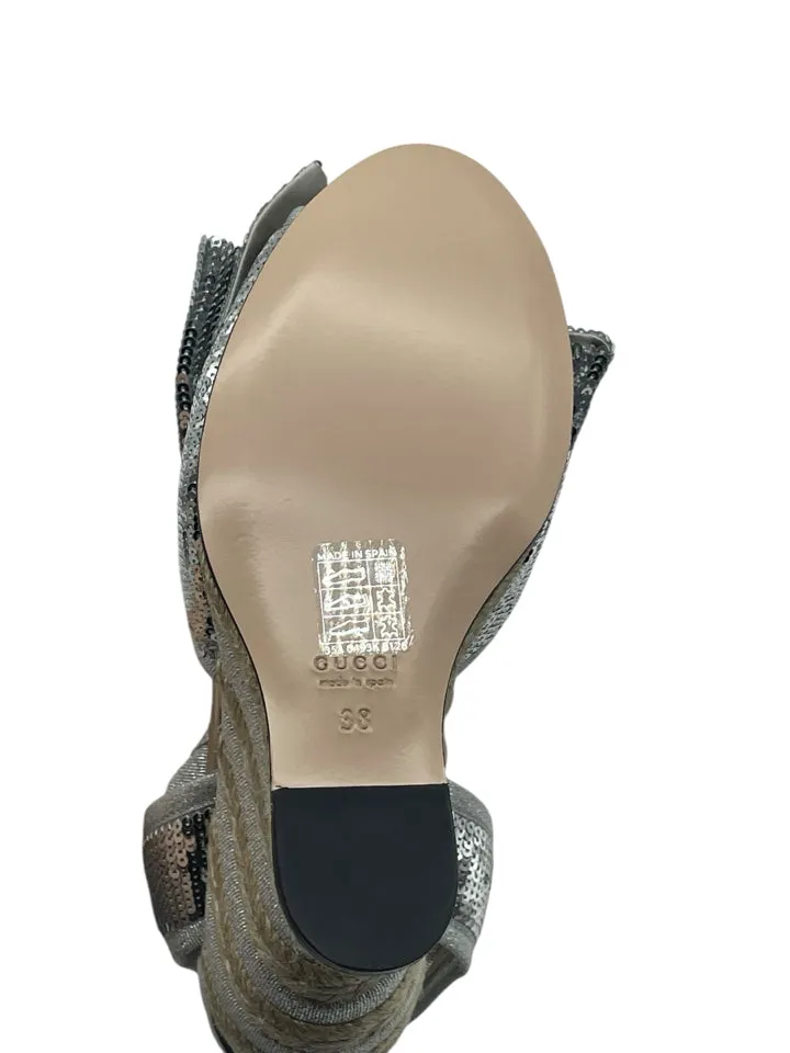 Gucci GG Sequin Wedge Espadrilles Women's 38.5 = US 8.5