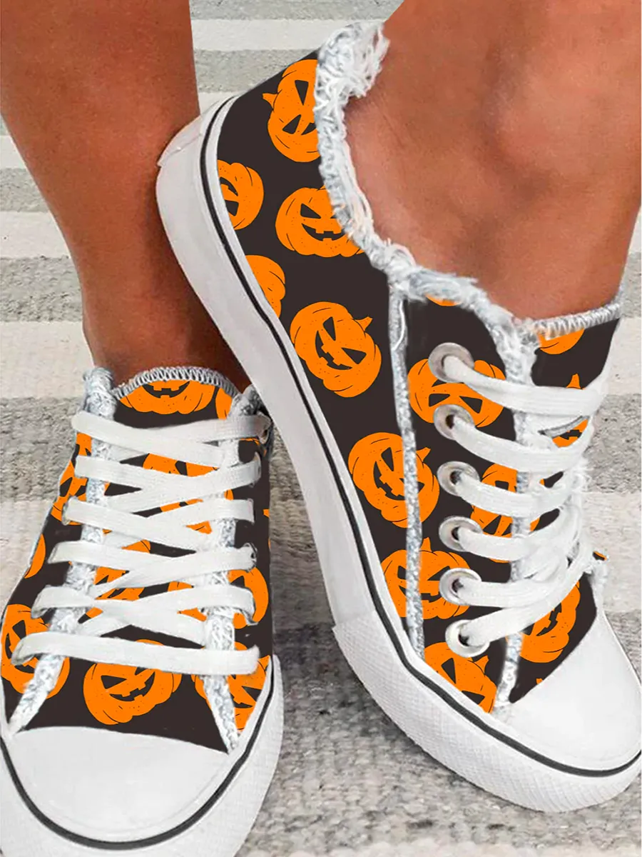 Halloween Pumpkin Pattern Canvas Shoes