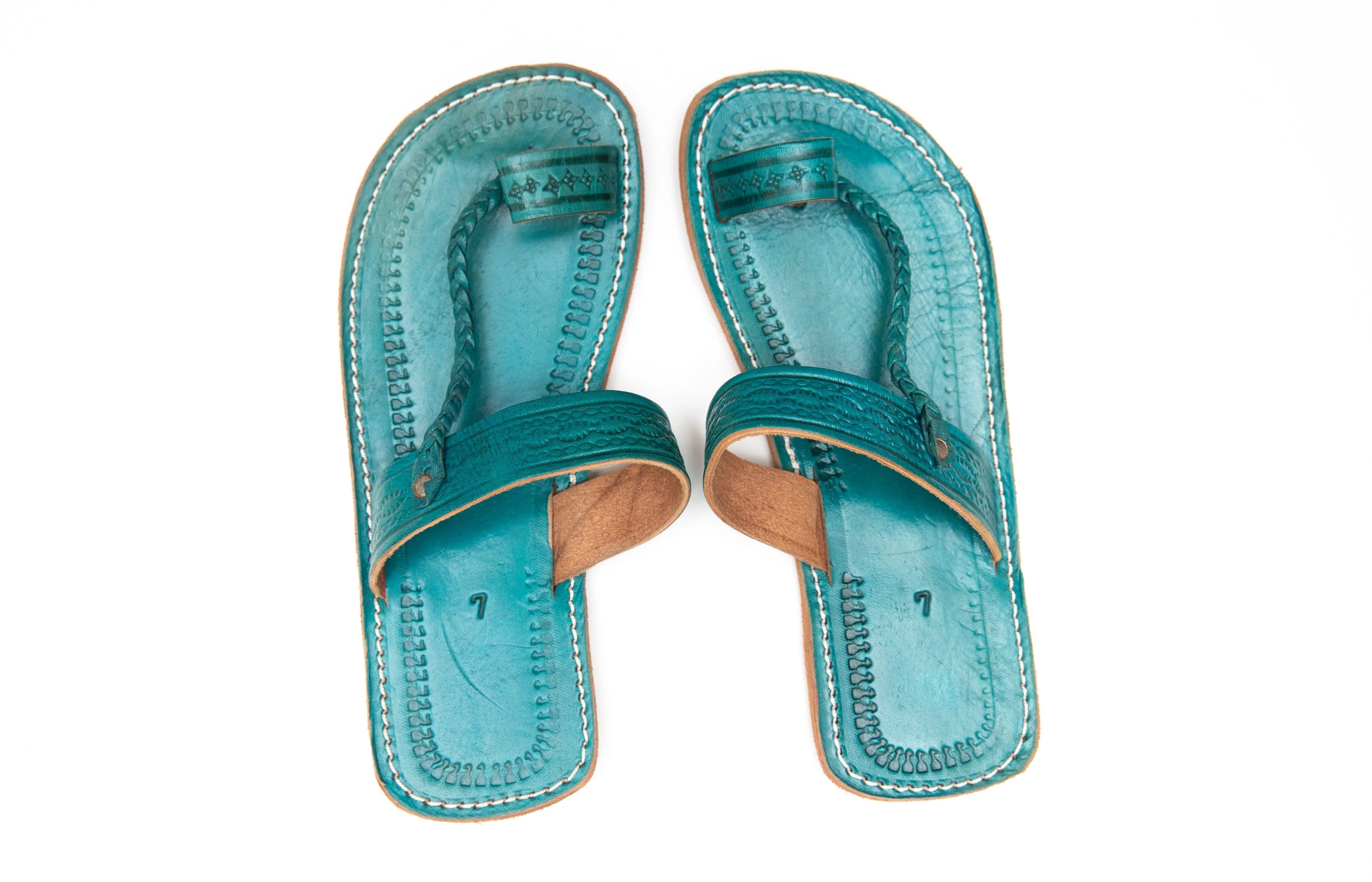 Handmade Moroccan Toe Rings Sandals - Green