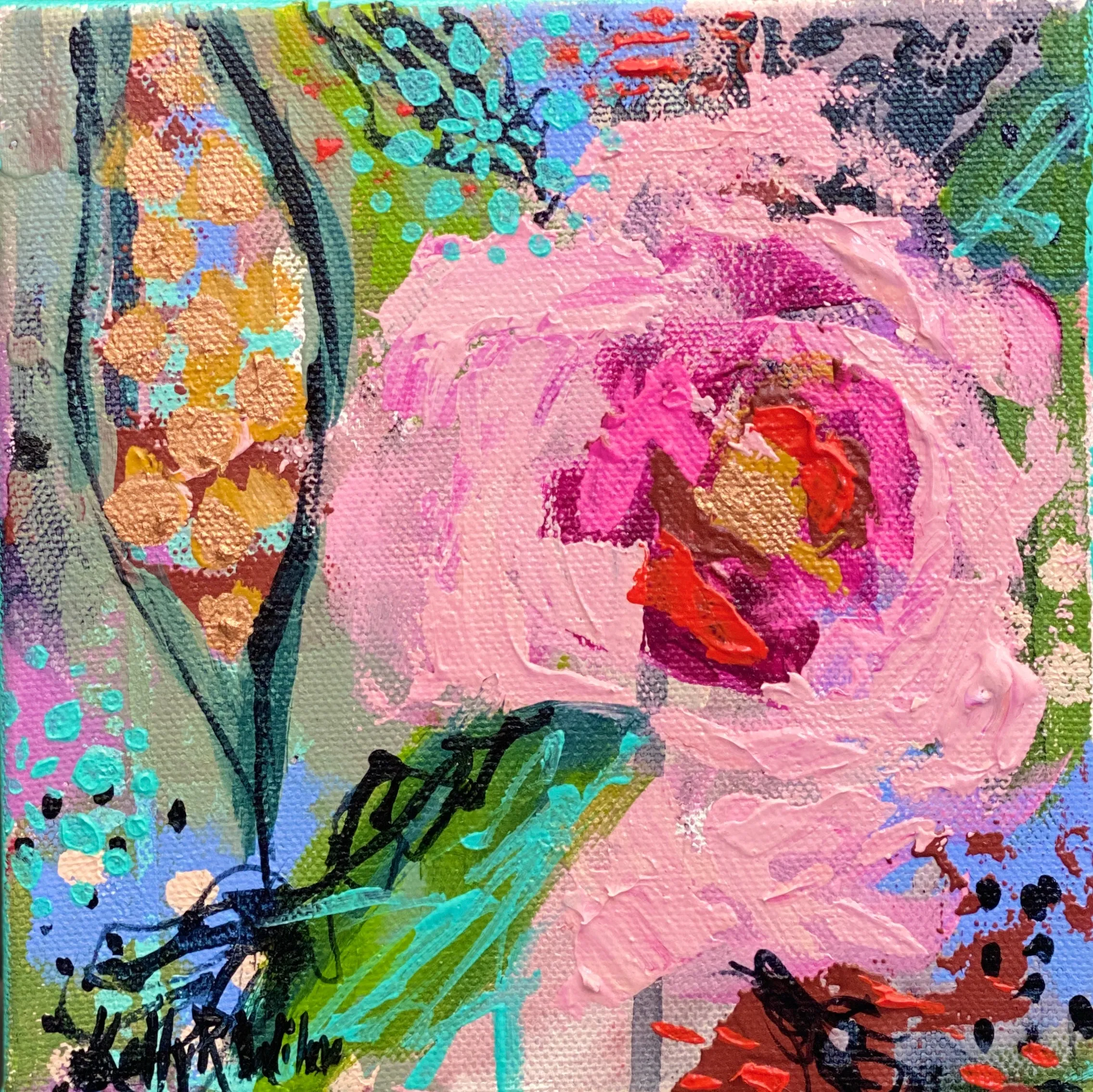 Helens Florals Contemporary Floral on mini canvases