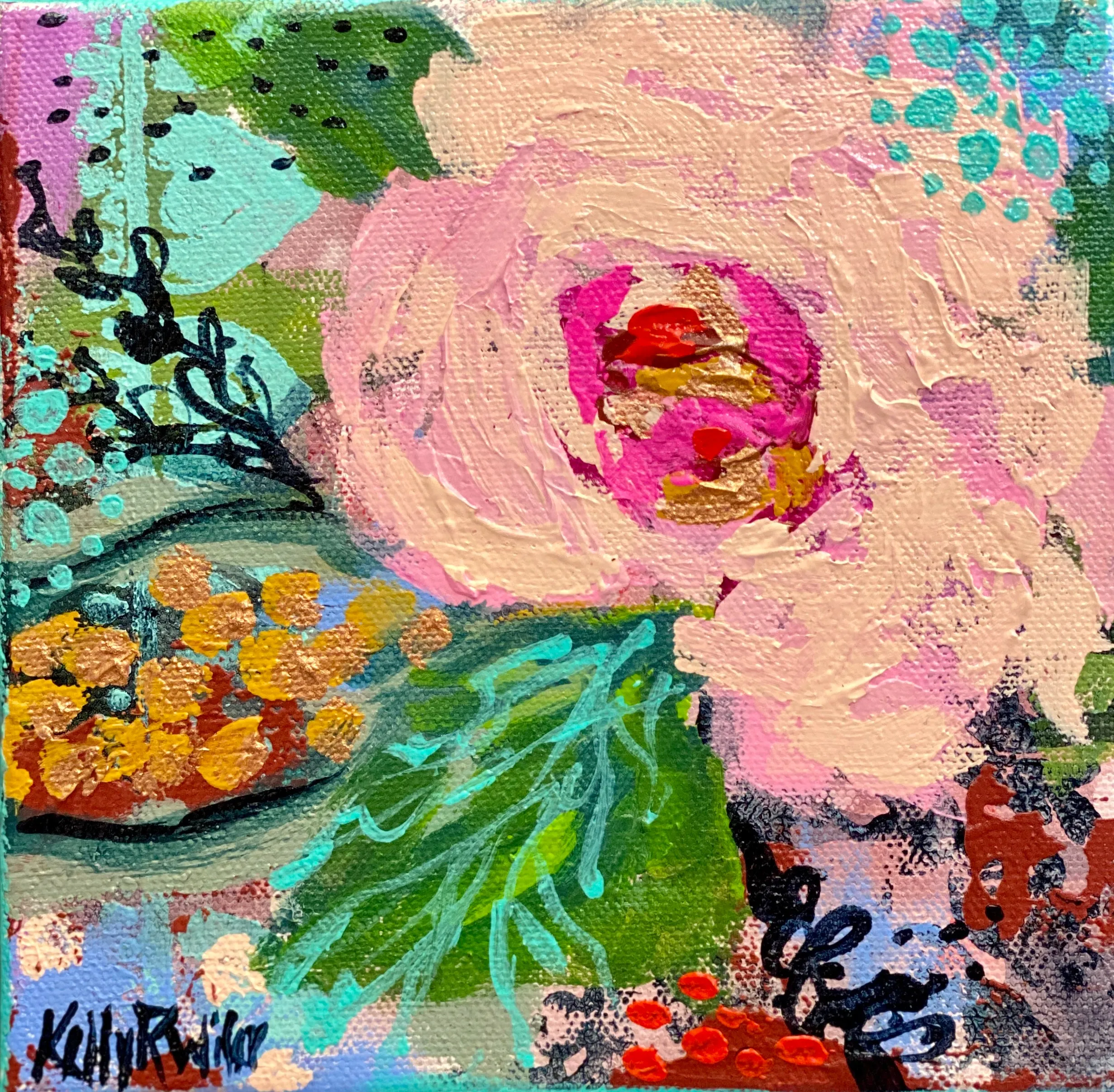 Helens Florals Contemporary Floral on mini canvases