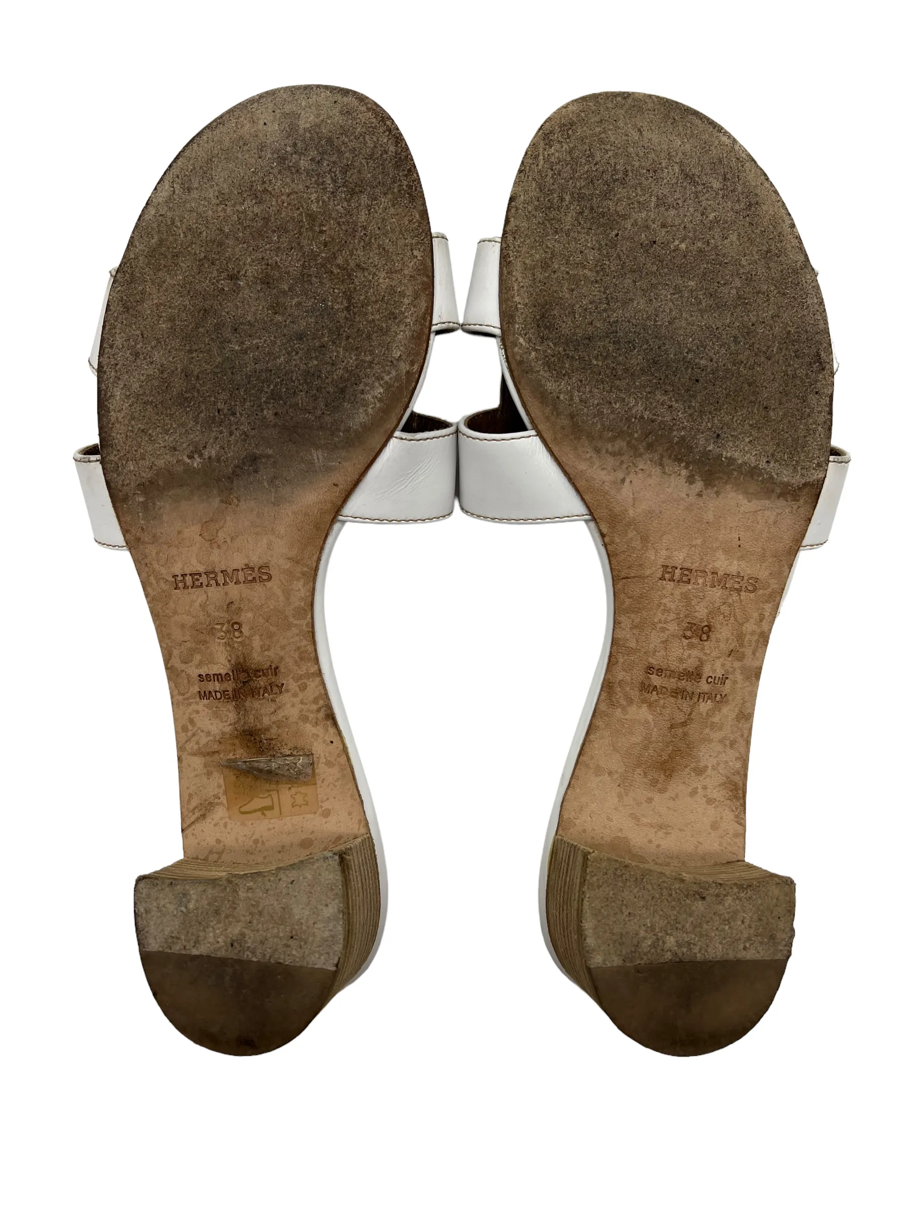 Hermes White Size 38 Oasis Sandals