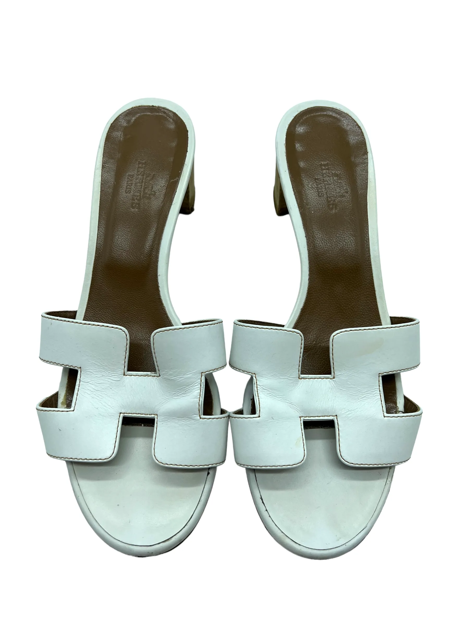 Hermes White Size 38 Oasis Sandals